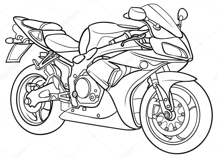 Desenho de Moto Muito Veloz para Colorir Grátis e Pintar