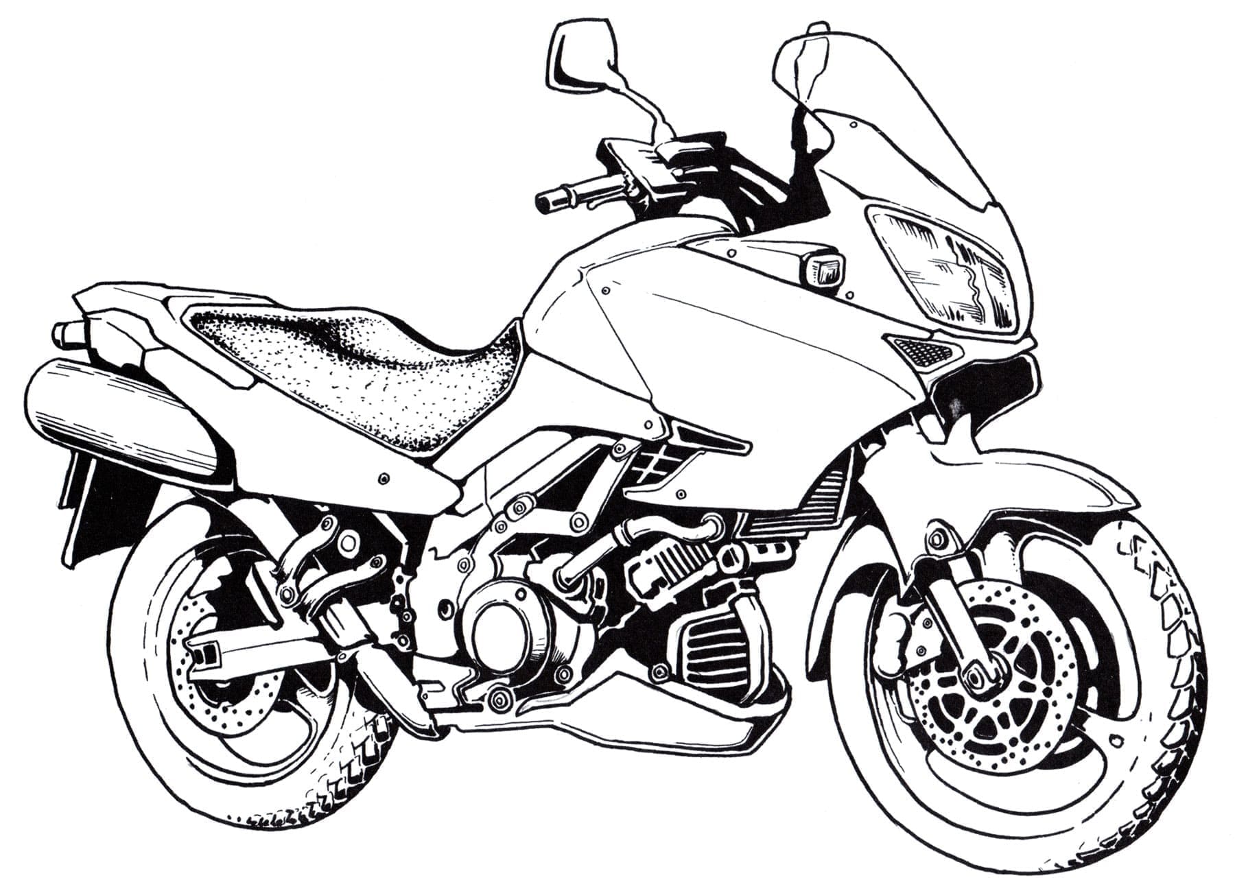 Desenho de Motocicleta Imprimivel para Colorir e Pintar