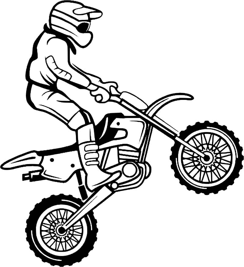 Desenho de Motocross Grátis para Colorir e Pintar