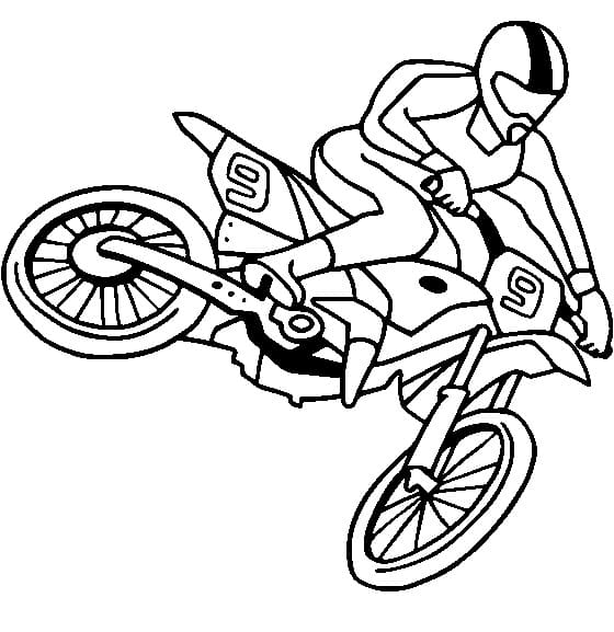 Desenho de Motocross Grátis para Crianças para Colorir e Pintar