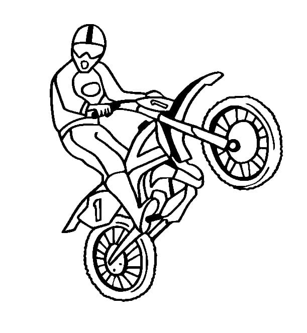 Desenho de Motocross para Crianças para Colorir e Pintar