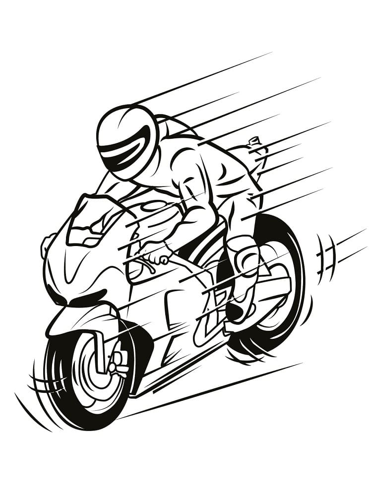 Desenho de Piloto de Moto para Colorir e Pintar