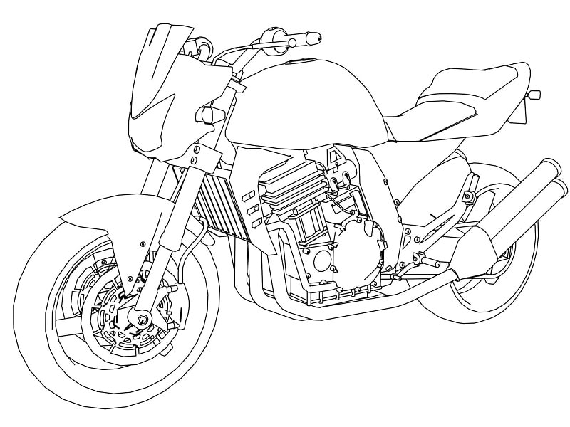 Desenho Imprimivel de Moto Normal para Colorir e Pintar
