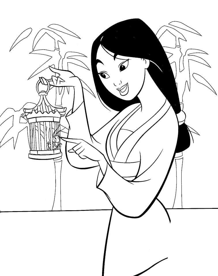 Desenho da Disney Mulan para Colorir e Pintar