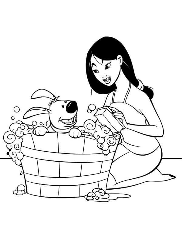 Desenho de Mulan para Colorir e Pintar
