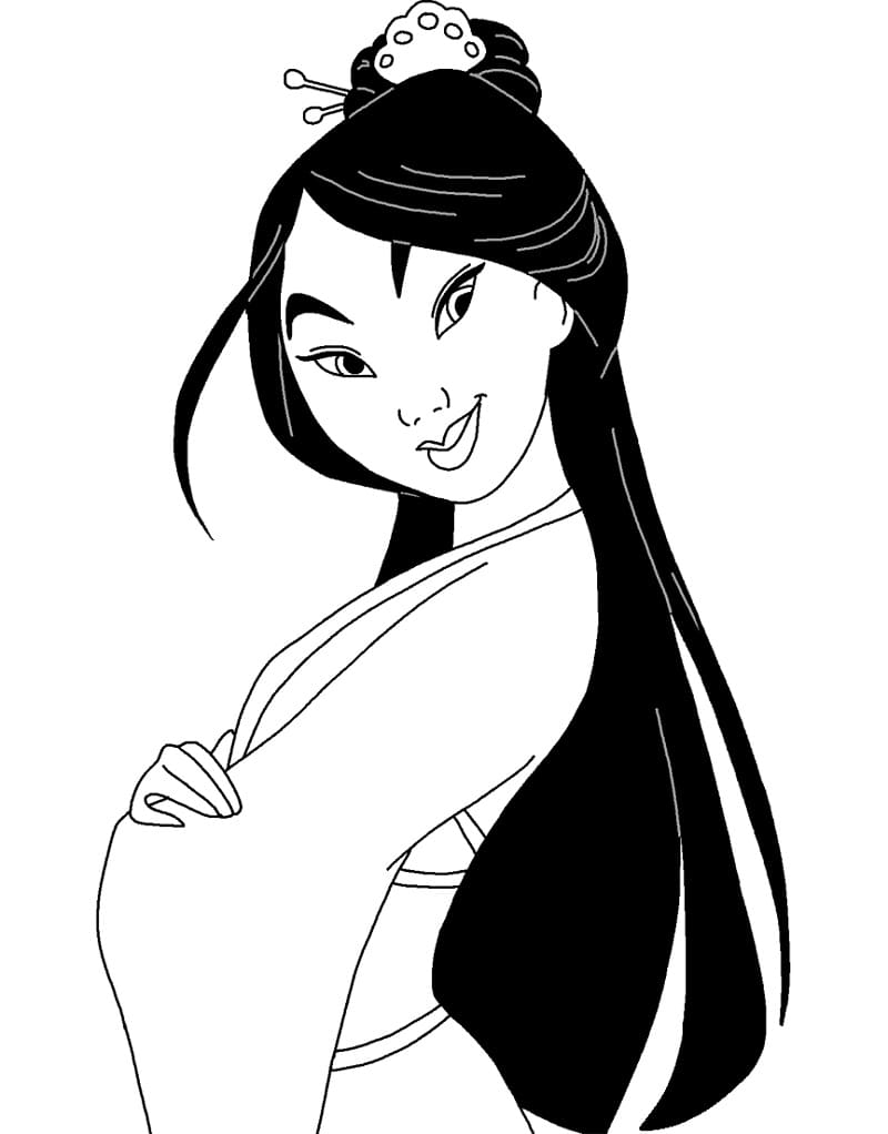 Desenho de Mulan para Colorir Grátis e Pintar