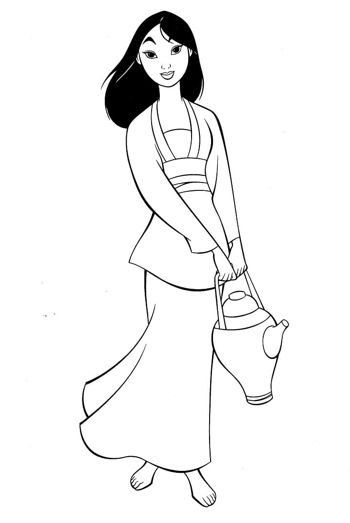 Desenho de Mulan para Colorir Pdf e Pintar