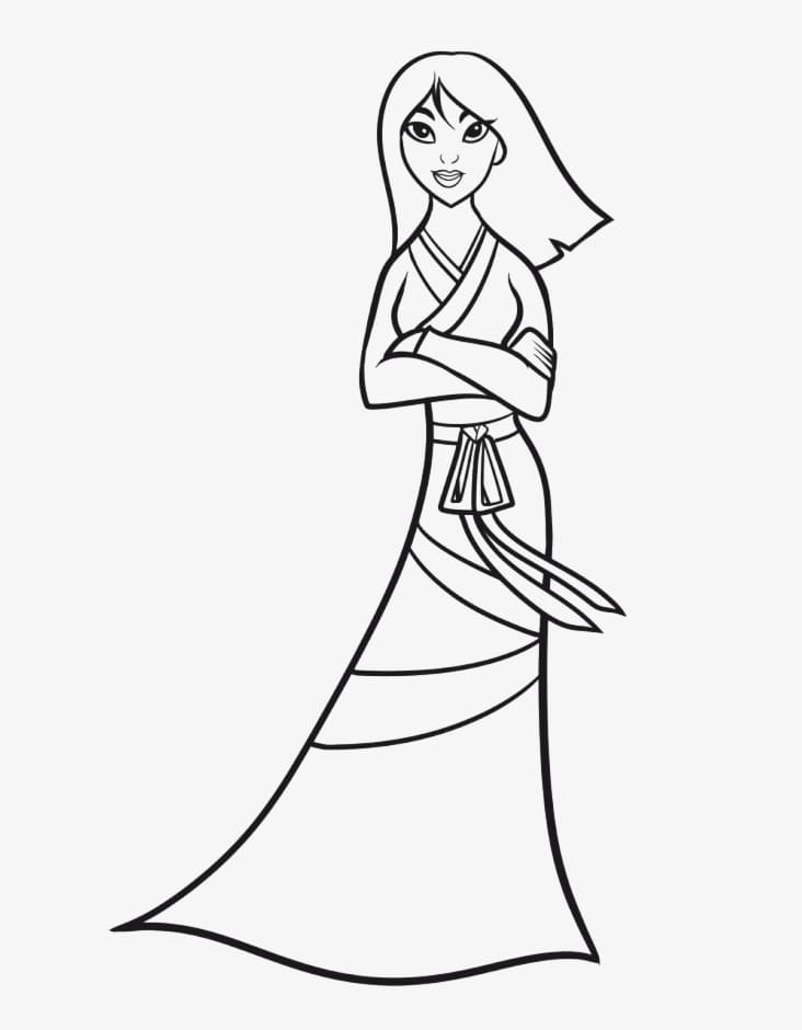 Desenho de Mulan para Pintar