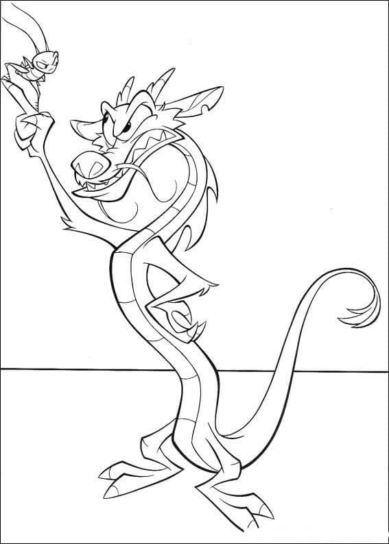 Desenho de Mushu Bravo para Colorir e Pintar