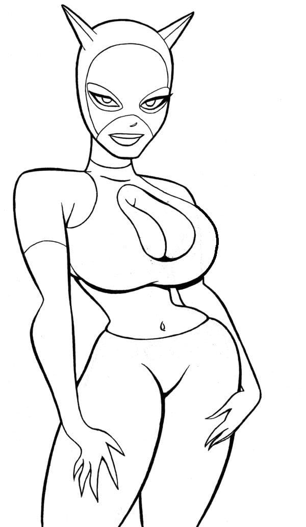 Desenho Grátis da Mulher Gato para Imprimir e Pintar com Canetinha