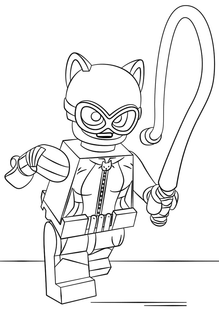 Desenho Lego da Mulher Gato para Colorir Infantil e Pintar