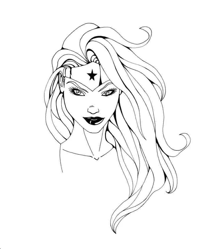 Desenho de Cara de Mulher Maravilhá para Colorir e Pintar