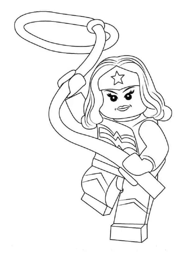 Desenho de Lego Mulher Maravilhá para Colorir e Pintar