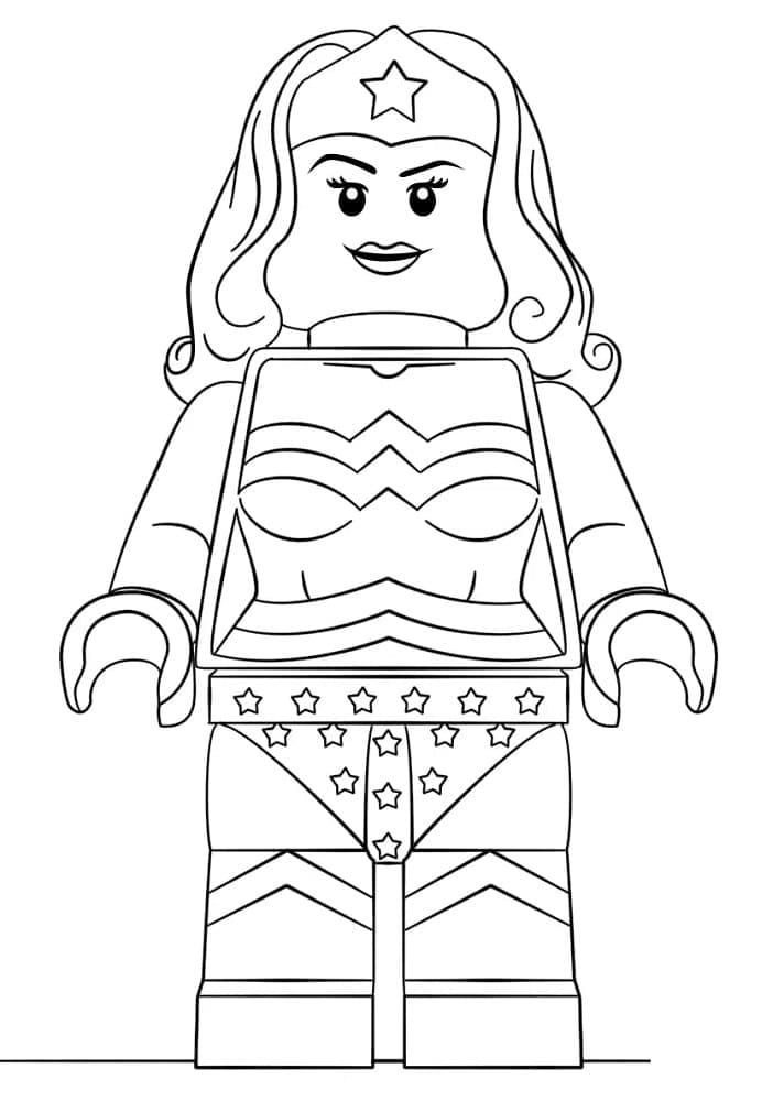 Desenho de Mulher Maravilhá Lego para Colorir e Pintar
