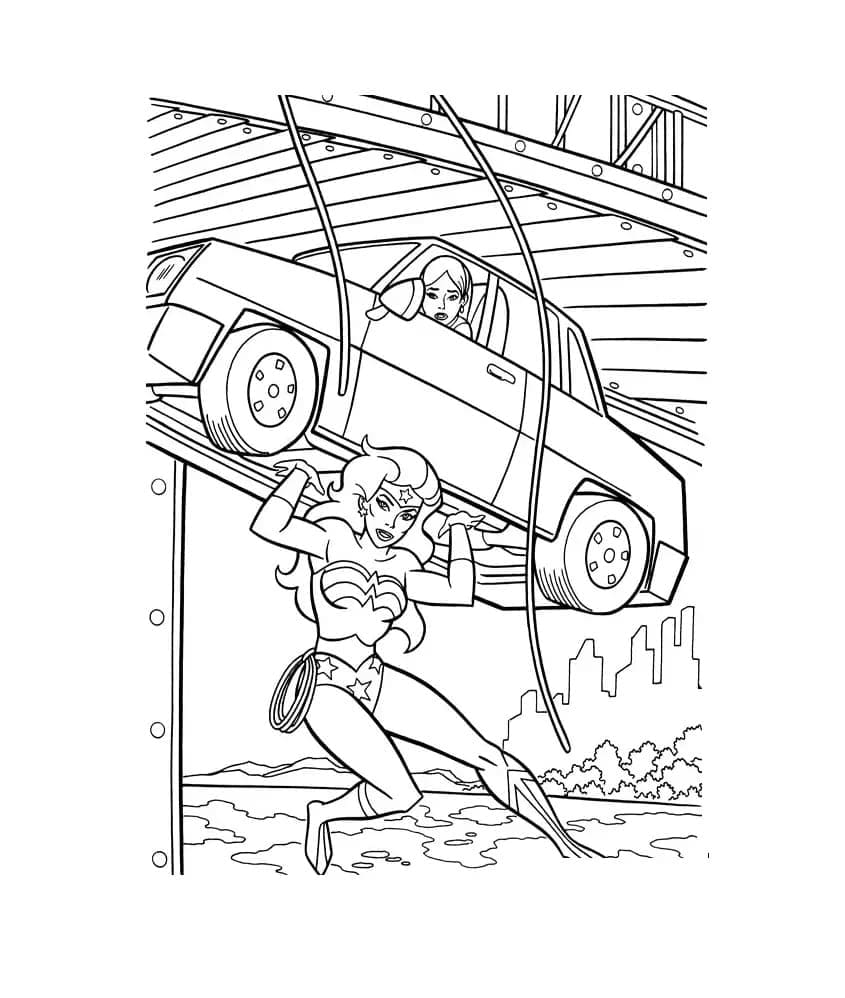 Desenho de Mulher Maravilhá Muito Forte para Colorir e Pintar