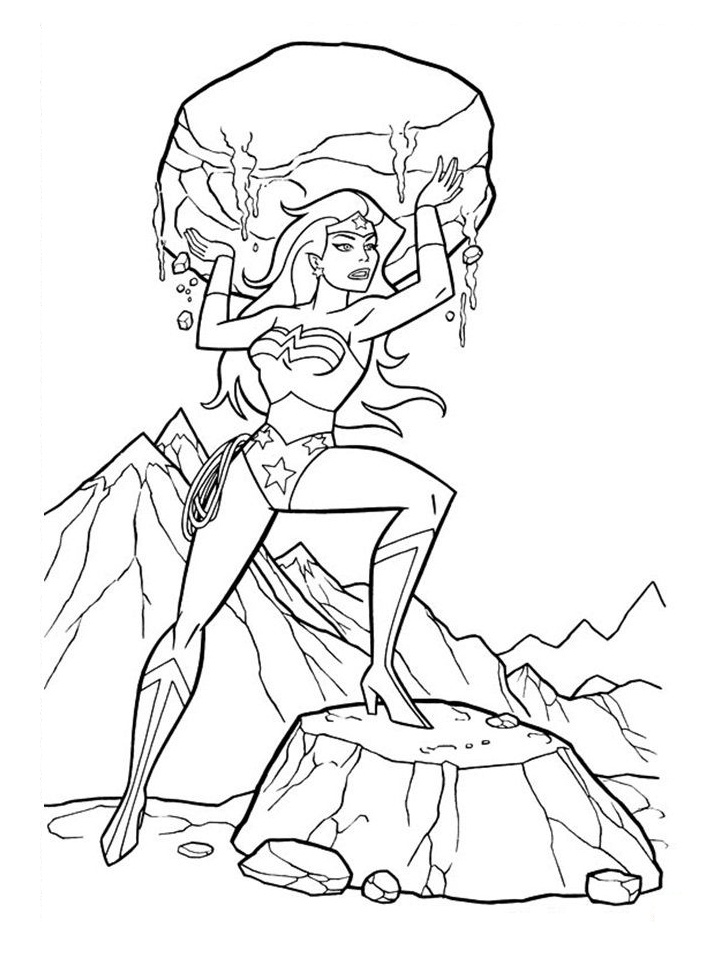 Desenho da Mulher Maravilhá Levantando Rocha para Pintar Pdf