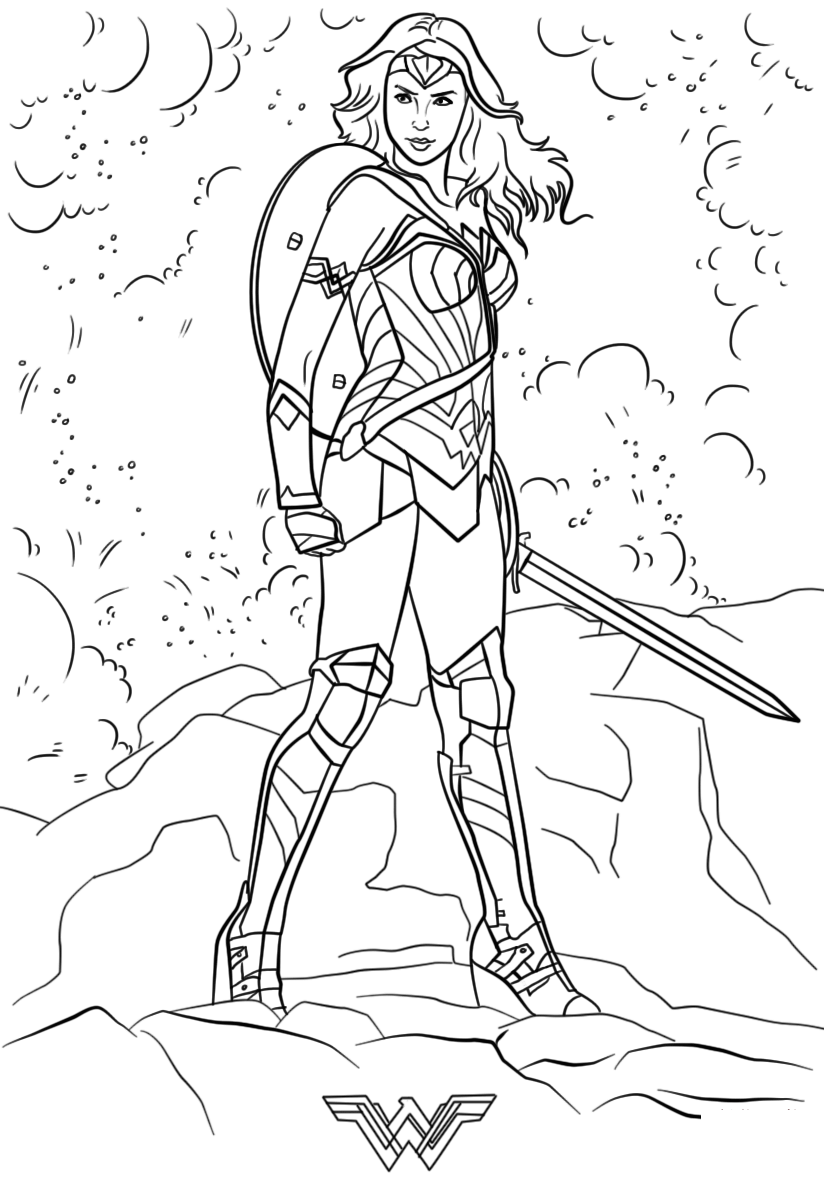 Desenho de Mulher Maravilhá para Colorir e Pintar