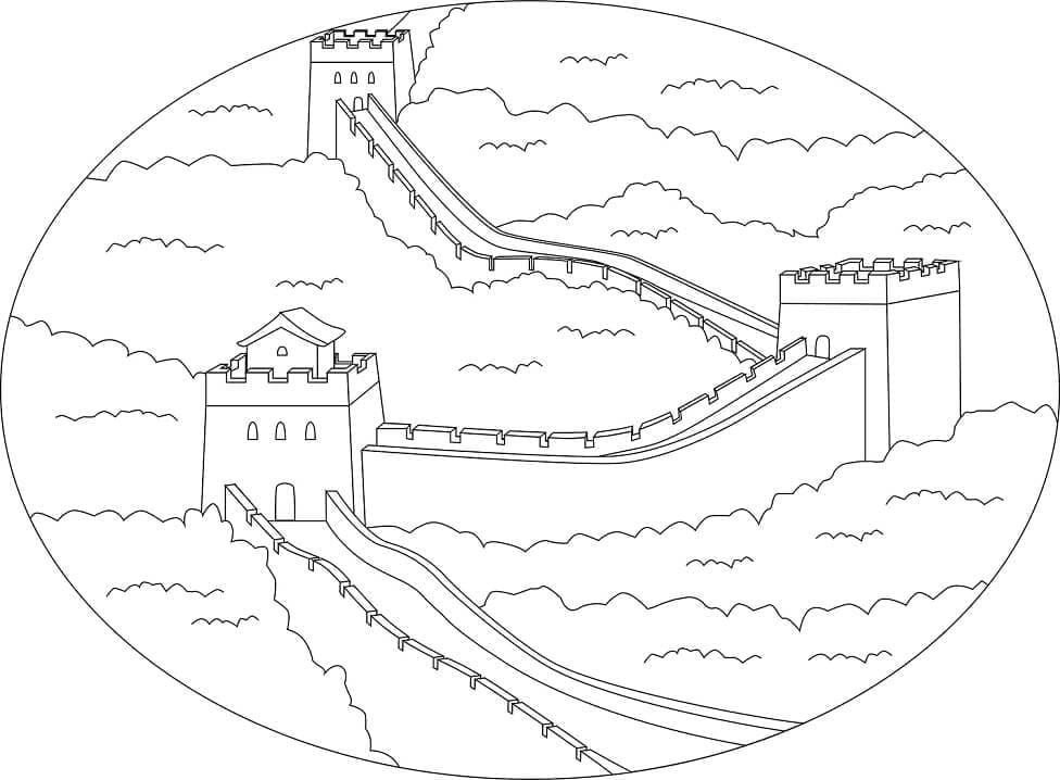 Desenho de Muralha da China para Pintar Giz de Cera
