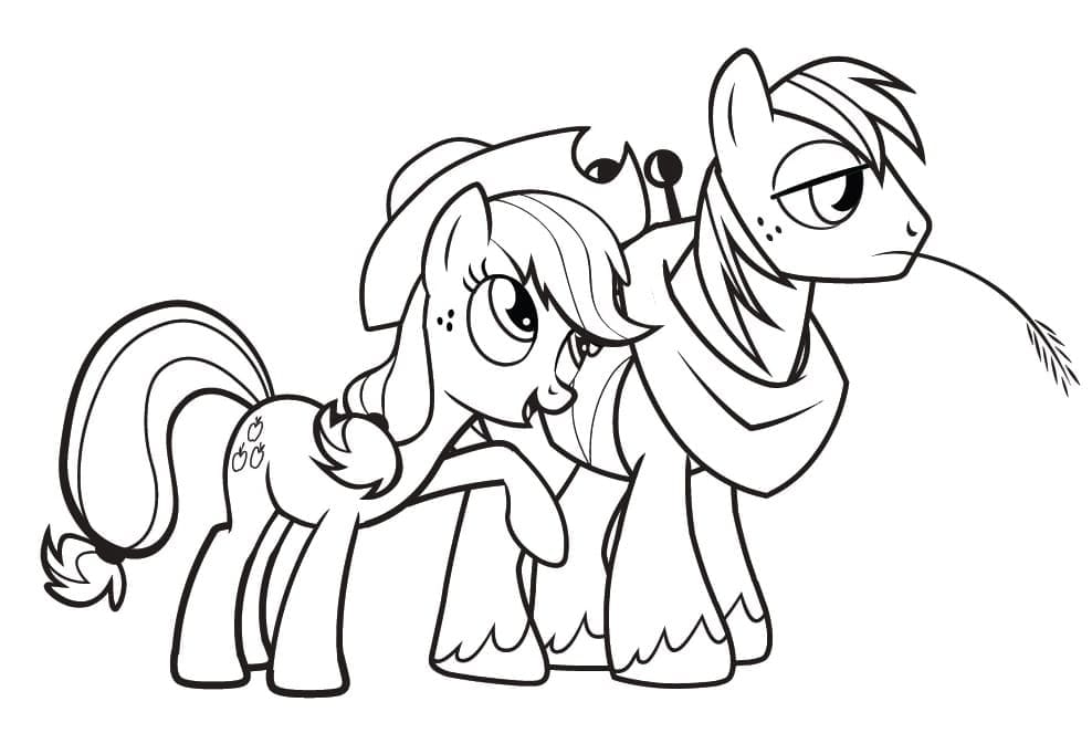 Desenho de Applejack e Big Mac para Colorir e Pintar