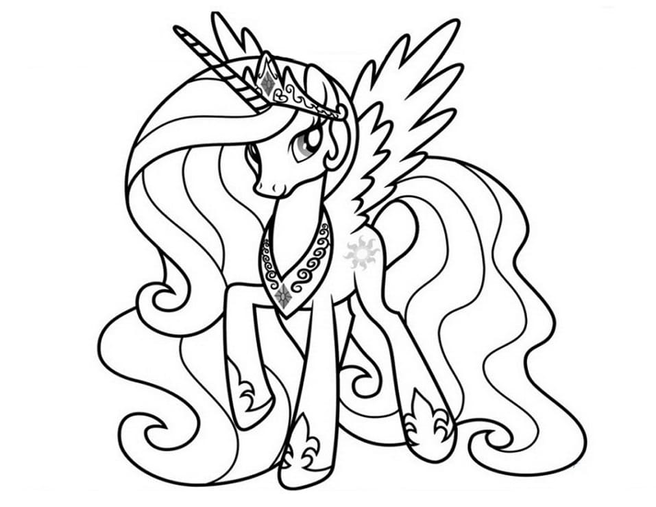Desenho de Bela Princesa Celestia para Colorir e Pintar
