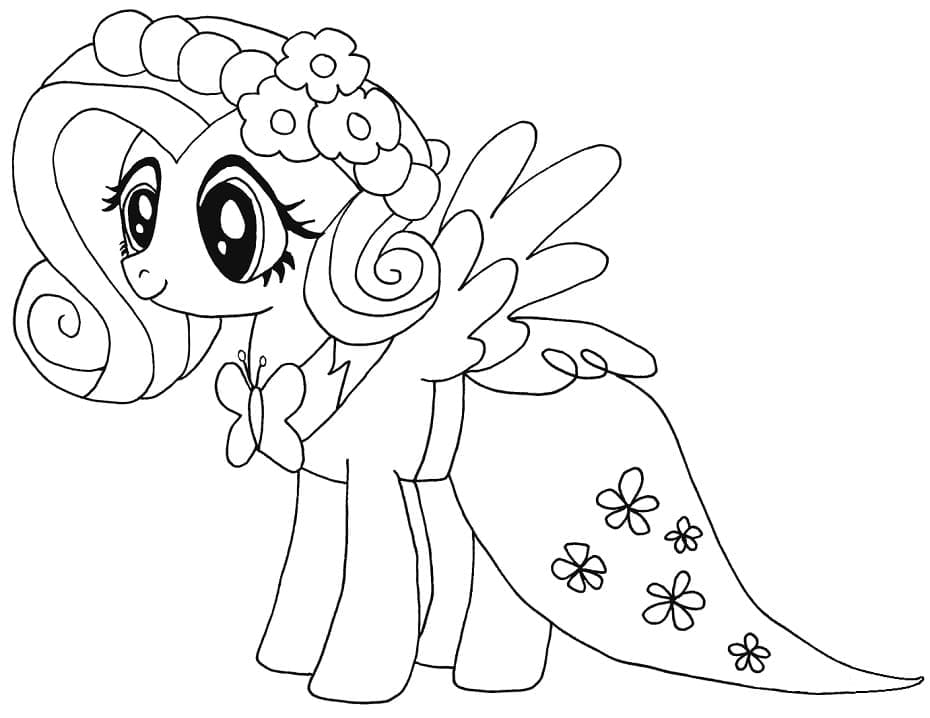 Desenho de Fluttershy Fofa para Colorir e Pintar