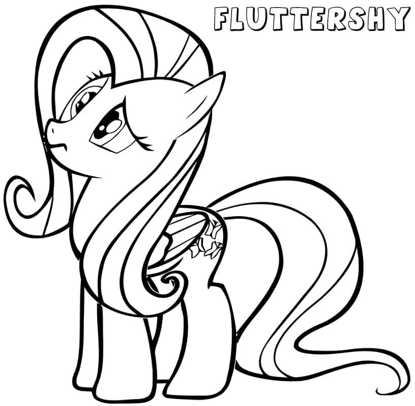 Desenho de Fluttershy Muito Fofa para Colorir e Pintar