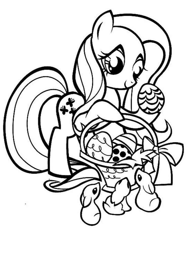 Desenho de Fluttershy na Páscoa para Colorir e Pintar