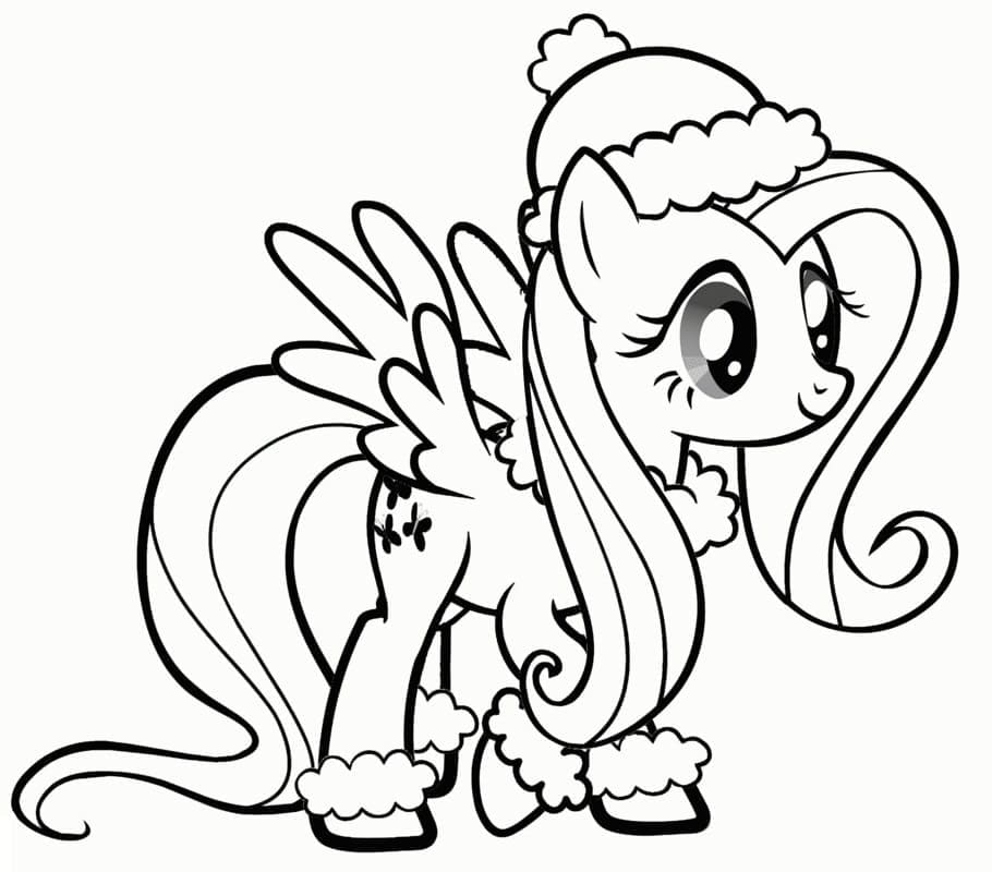 Desenho de Fluttershy no Inverno para Colorir e Pintar
