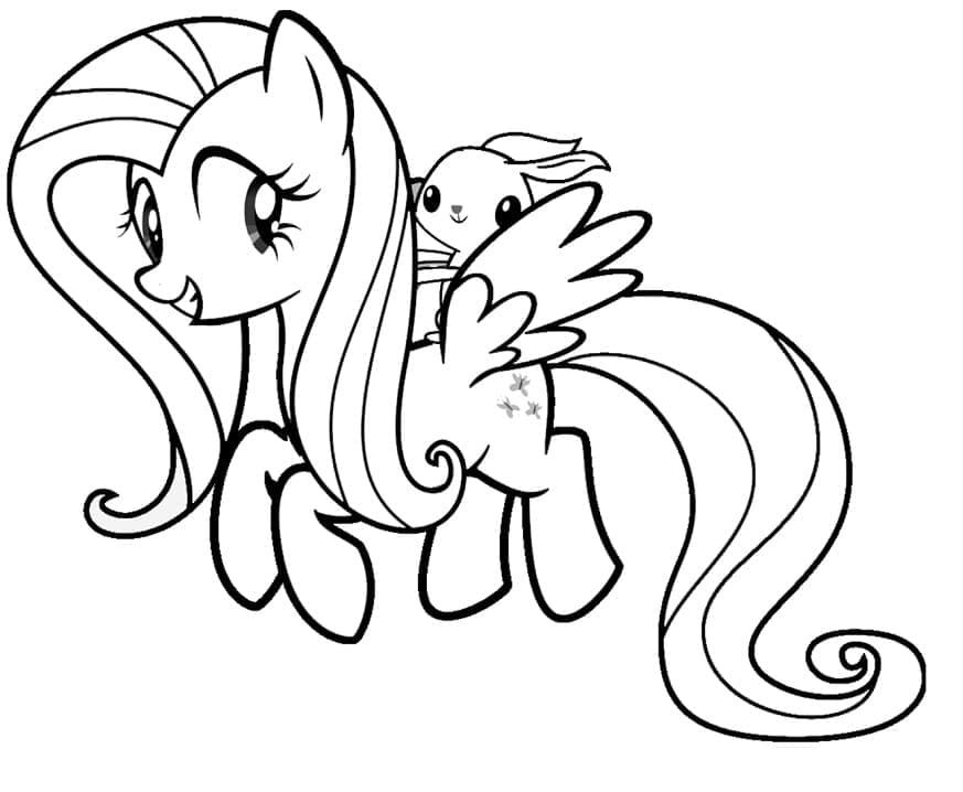 Desenho de Fluttershy para Crianças de 4 Ano para Colorir e Pintar