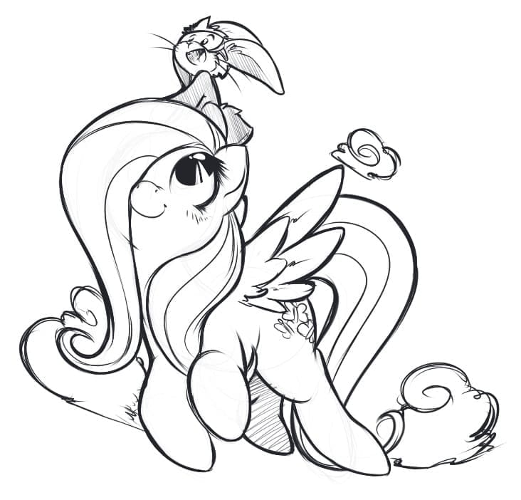 Desenho de Fluttershy para Crianças de 6 Ano para Colorir e Pintar