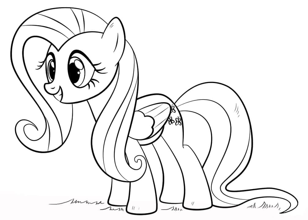 Desenho de Fluttershy Sorridente para Colorir e Pintar