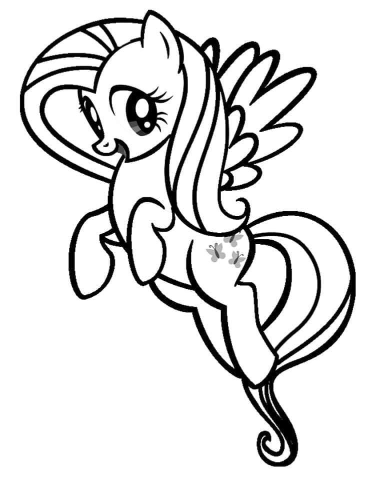 Desenho de Fluttershy Voadora para Colorir e Pintar