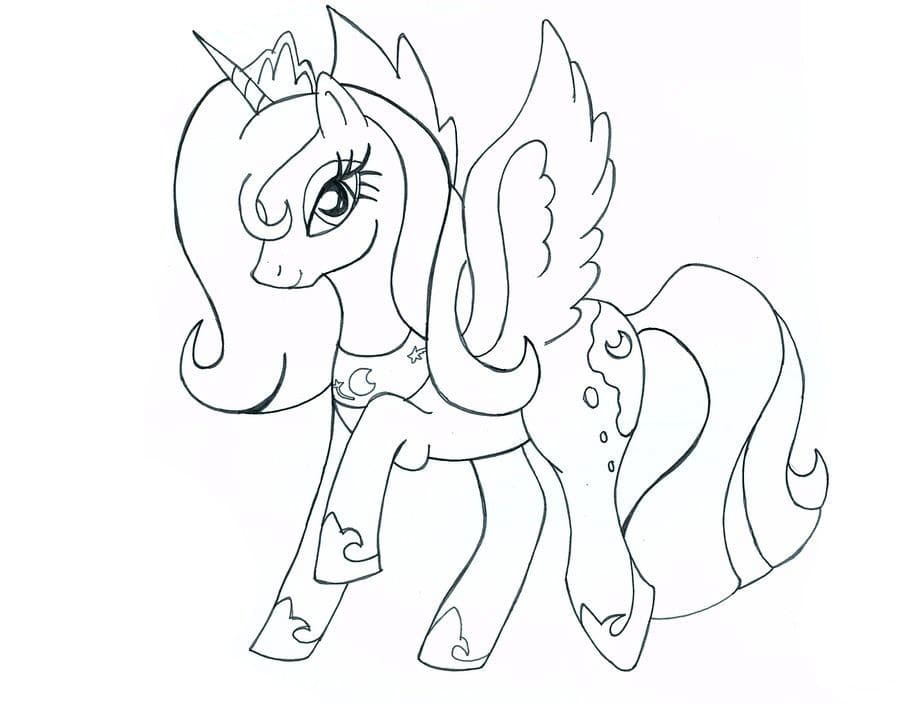 Desenho de My Little Pony Luna para Colorir e Pintar