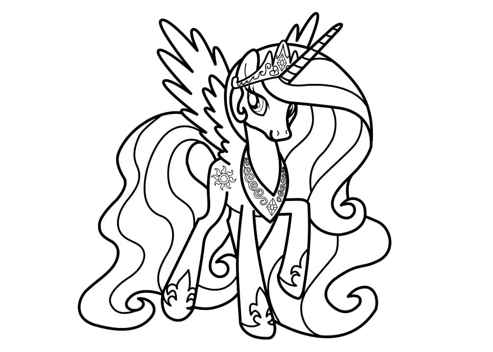 Desenho de My Little Pony Princesa Celestia para Colorir e Pintar