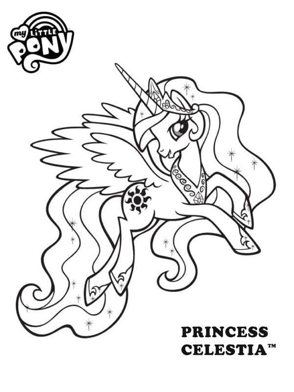 Desenho de Princesa Celestia de My Little Pony para Colorir e Pintar