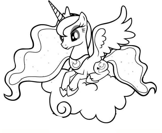 Desenho de Princesa Luna Muito Fofa para Colorir e Pintar