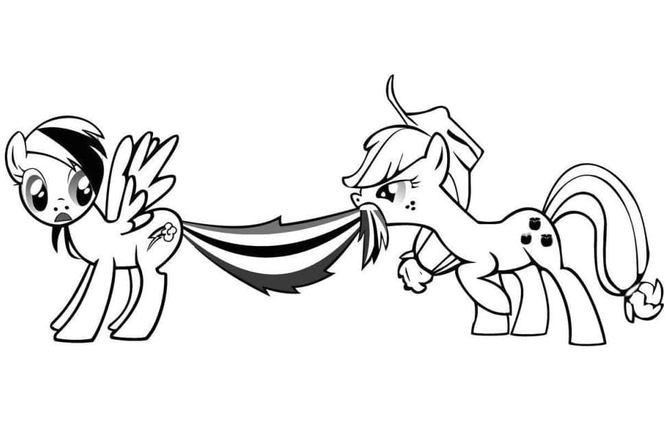 Desenho de Rainbow Dash e Applejack para Colorir e Pintar