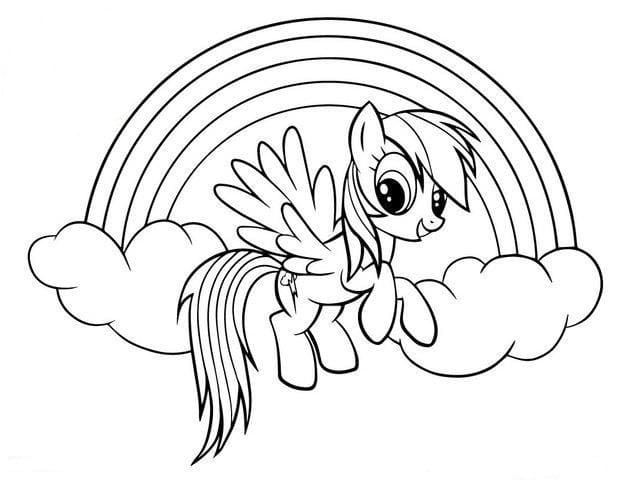 Desenho My Little Pony Rainbow Dash para Colorir e Pintar