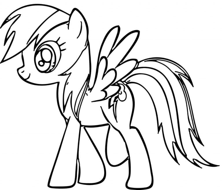 Desenho Rainbow Dash Fofa para Colorir e Pintar
