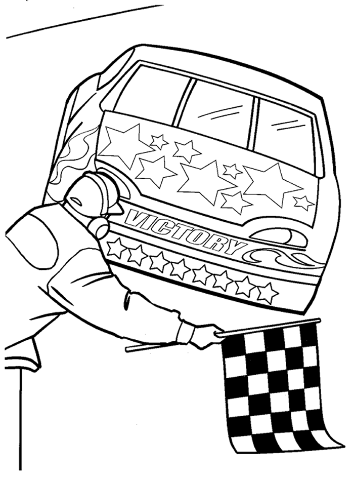 Desenho de Carro da Nascar Vencendo para Colorir Download e Pintar