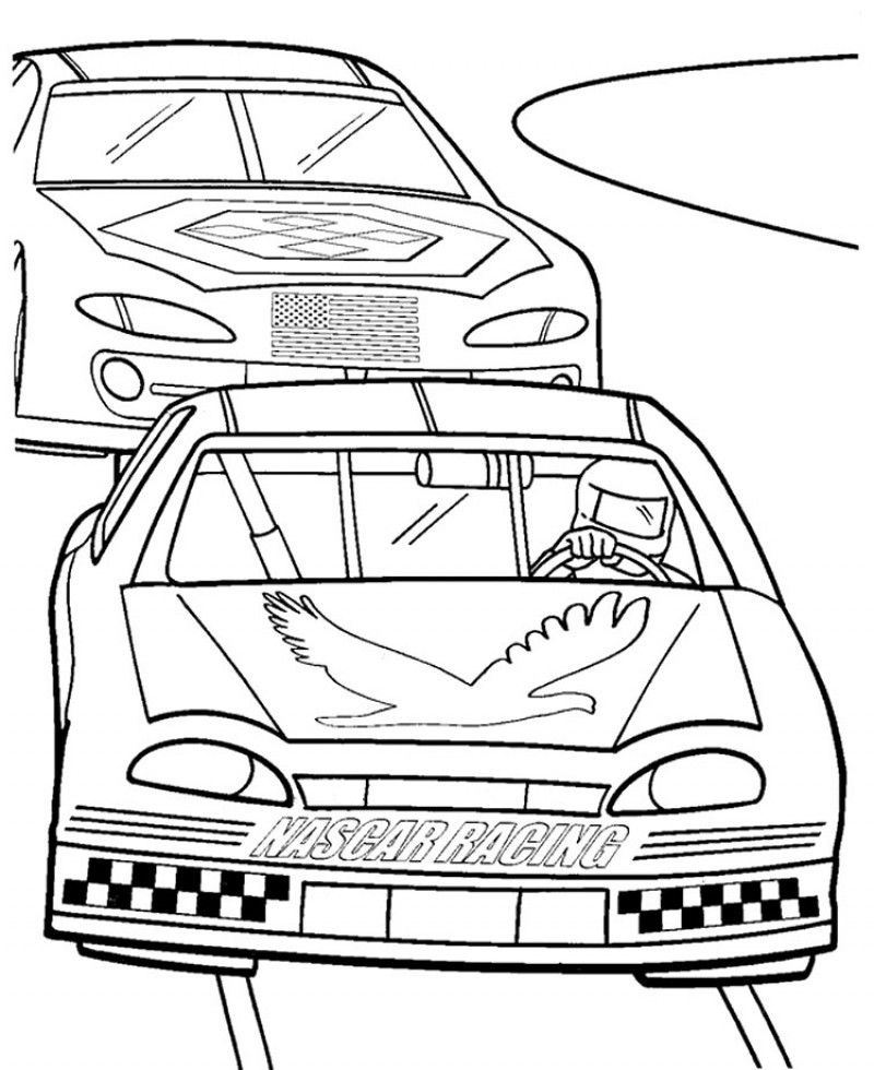 Desenho de Nascar Carro para Colorir Pdf e Pintar