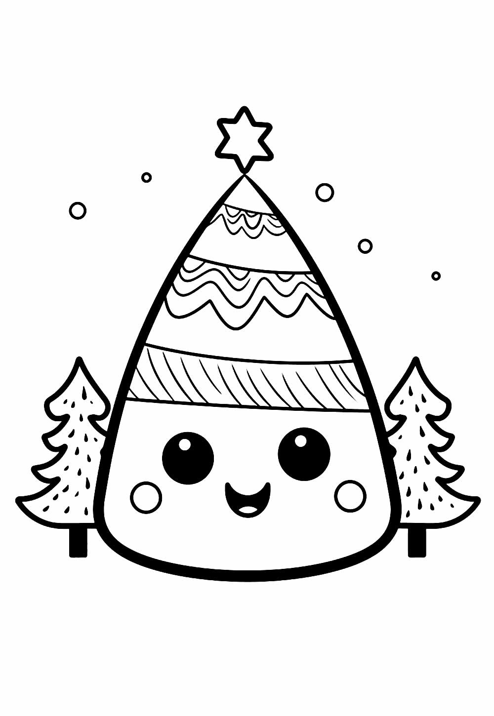 Desenho de Natal Kawaii Infantil para Colorir e Pintar