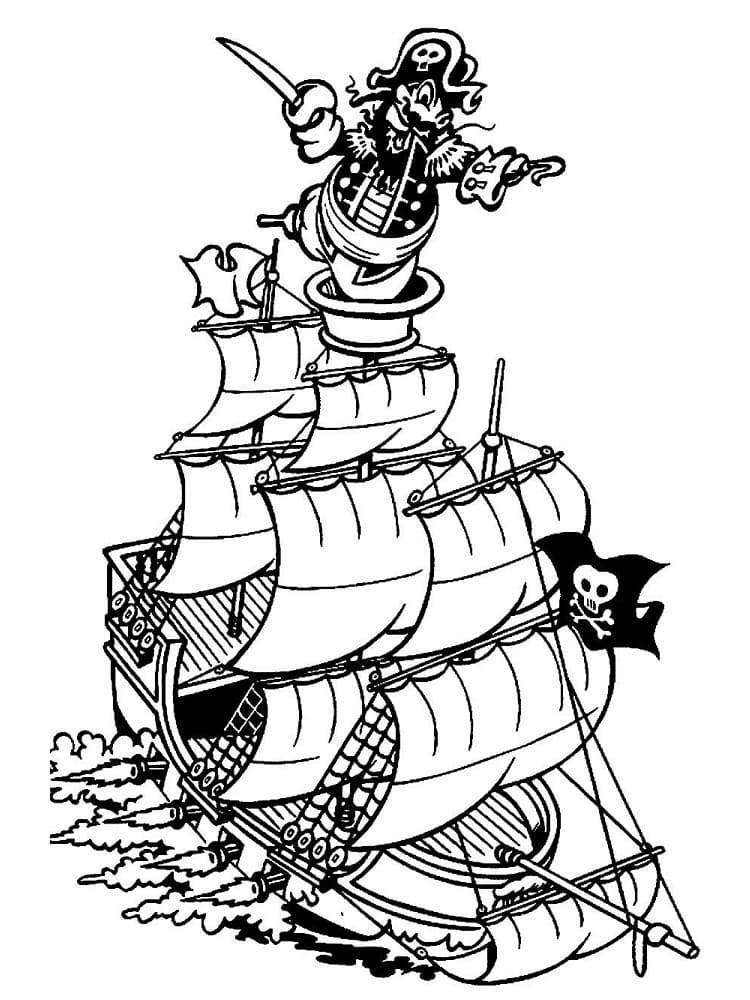 Desenho de Capitão do Navio Pirata para Colorir e Pintar