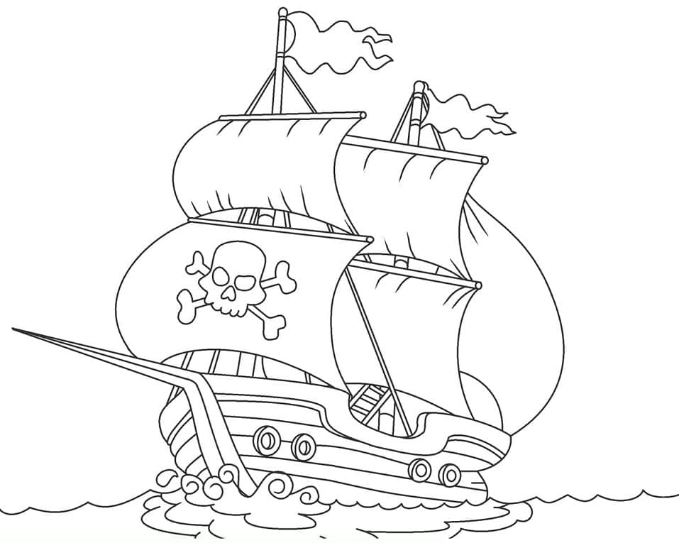 Desenho de Navio Pirata Desenhos Pdf e Pintar