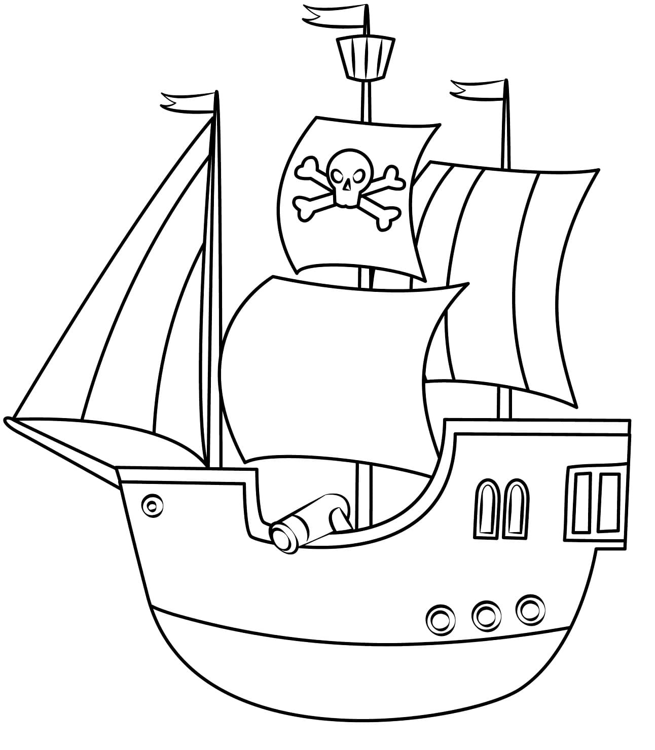 Desenho de Navio Pirata Imagens para Colorir e Pintar