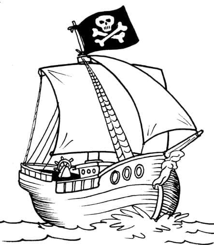 Desenho de Navio Pirata para Colorir e Imprimir e Pintar