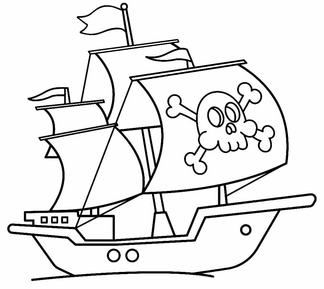 Desenho de Navio Pirata para Colorir Grátis e Pintar