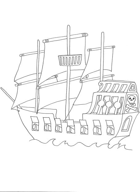 Desenho de Navio Pirata para Colorir Online e Pintar