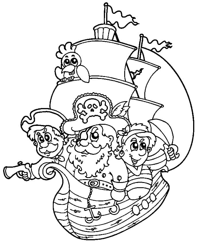Desenho de Navio Pirata para Crianças para Colorir e Pintar