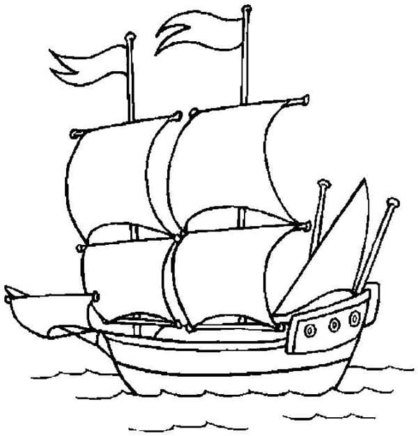 Desenho de Navio Pirata para Imprimir e Pintar